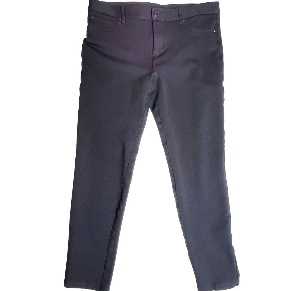 Chico's - Women's Size 12 Pants Black Ponte Stretch So Slimming 2 Back Pockets
